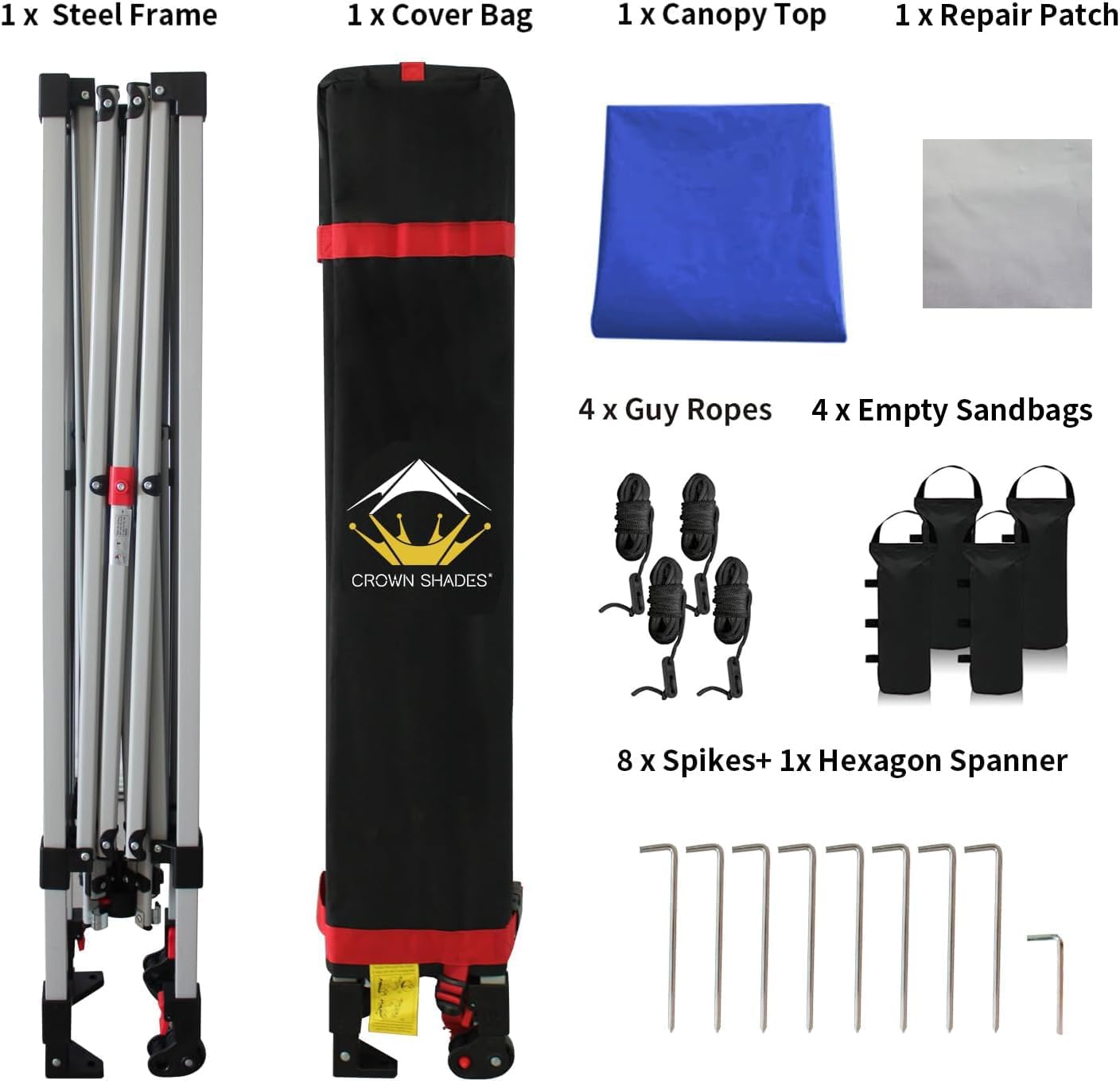 CROWN SHADES 10x10 Pop Up Canopy - Beach Tent with One Push Setup - Easy Outdoor Sun Shade for Events, Parties, Camping - Gazebo with STO-N-Go Cover Bag, Silver Coated Top, Black