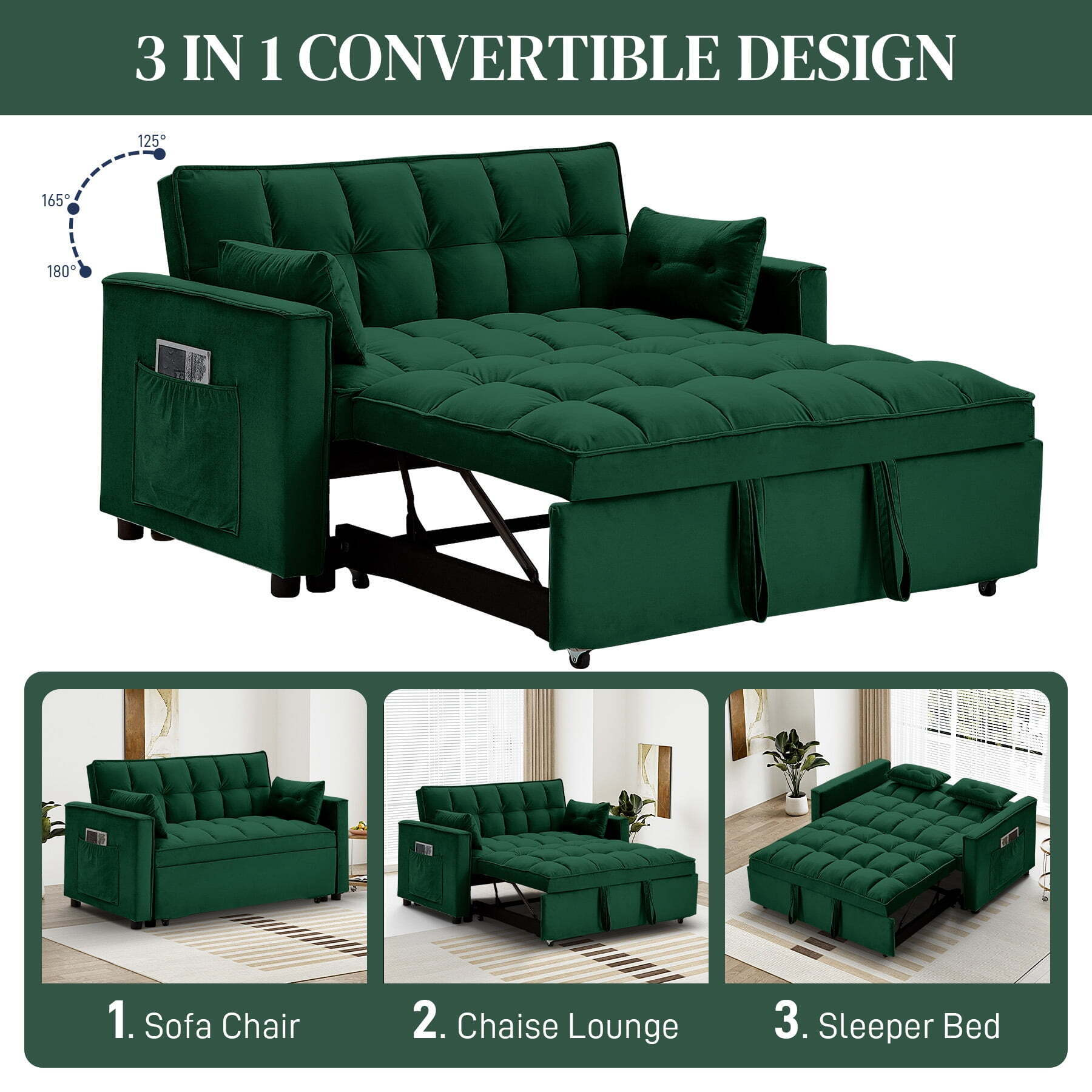 📢 New Year Sale✨Metal Twin 3 in 1 Convertible Sleeper Sofa Couch with Pullout Bed