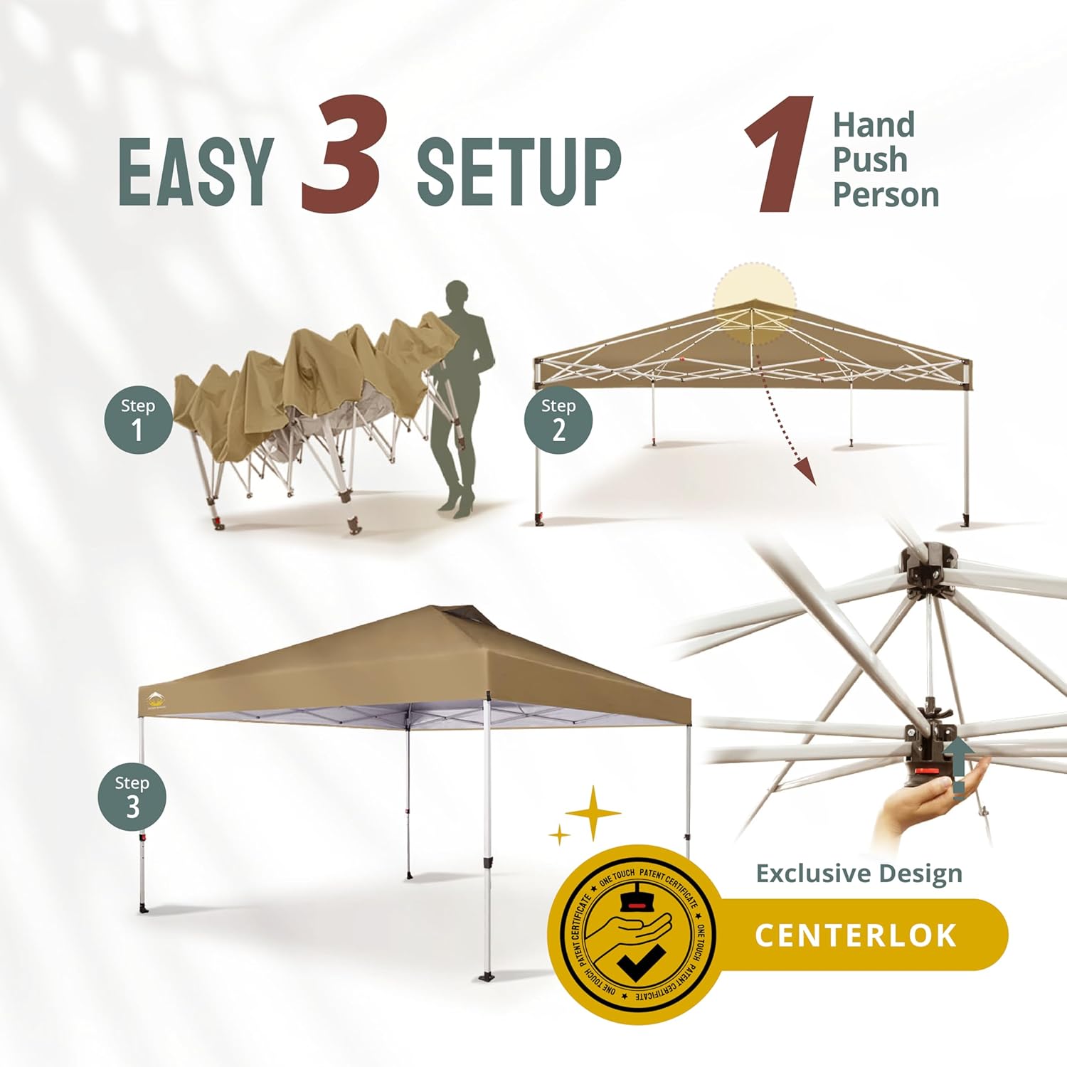 CROWN SHADES 10x10 Pop Up Canopy - Beach Tent with One Push Setup - Easy Outdoor Sun Shade for Events, Parties, Camping - Gazebo with STO-N-Go Cover Bag, Silver Coated Top, Black