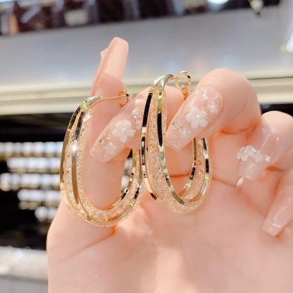 Woven Mesh Oval Earrings