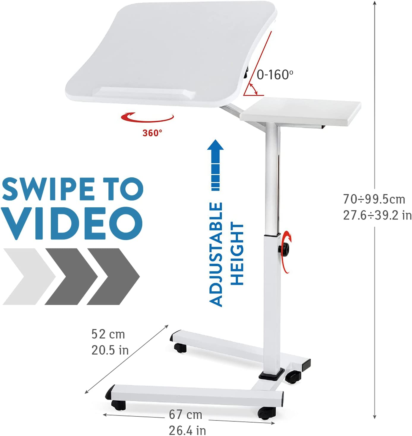 😍Hot sale🔥Rolling Computer Stand with Adjustable Heigh