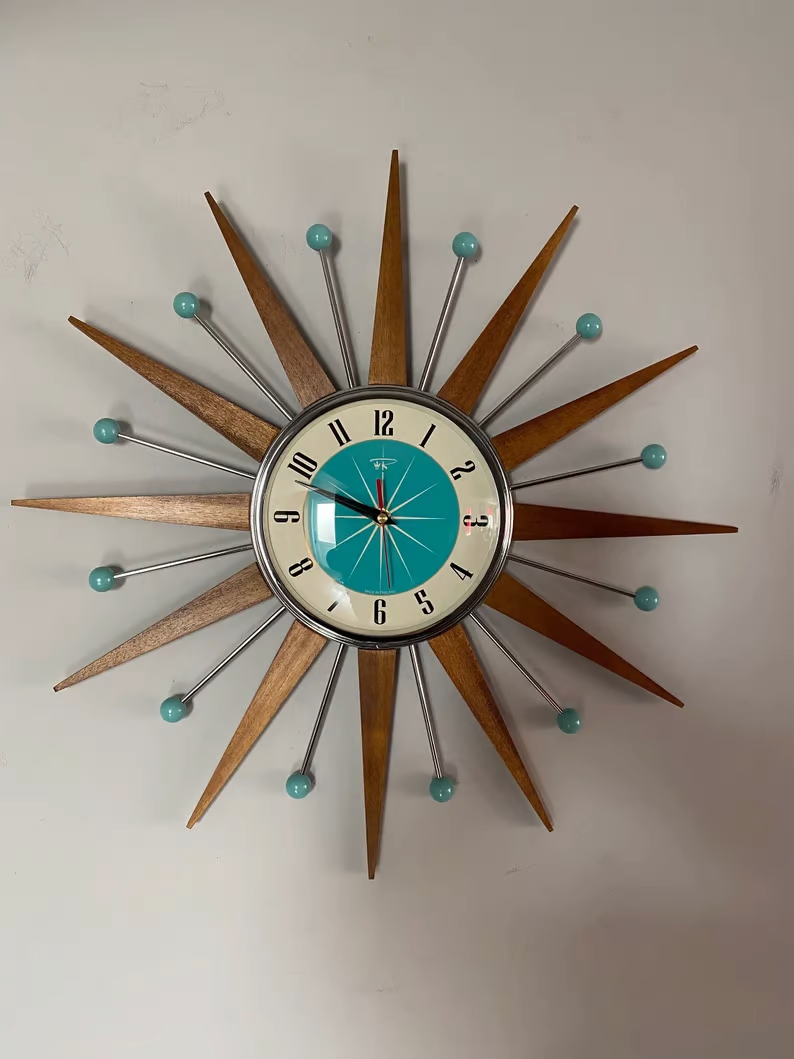 Hand Made Mid Century Style Clock【BUY 2 FREE SHIPPING】