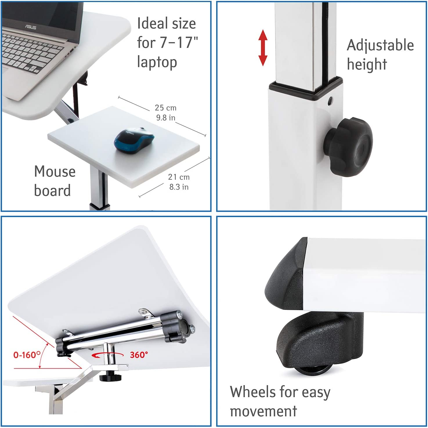 😍Hot sale🔥Rolling Computer Stand with Adjustable Heigh