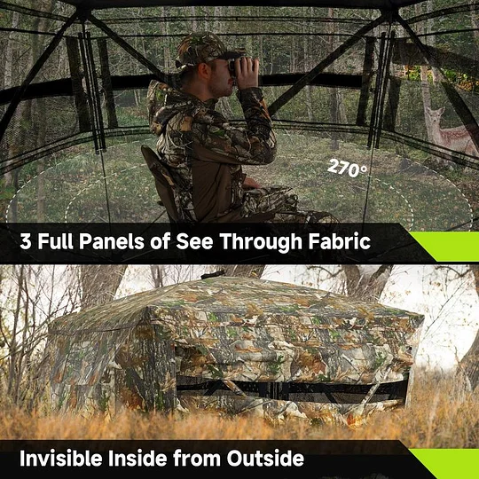 📣Today's Specials🔥Hunting Blind See Through with Carrying Bag, 2-3 Person Pop Up Ground Blinds 270 Degree