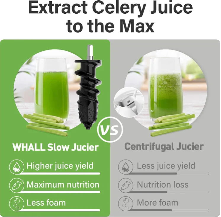 WHALL® Cold Press Juicer Machine with Touchscreen, Slow Masticating Machines with 3