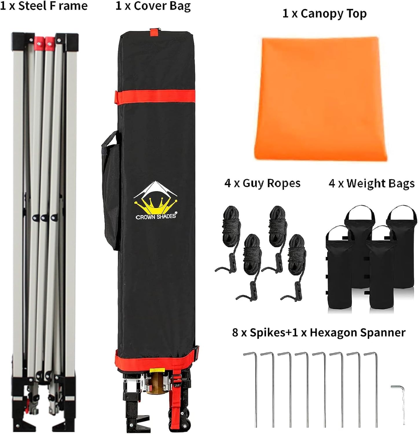 CROWN SHADES 10x10 Pop Up Canopy - Beach Tent with One Push Setup - Easy Outdoor Sun Shade for Events, Parties, Camping - Gazebo with STO-N-Go Cover Bag, Silver Coated Top, Black