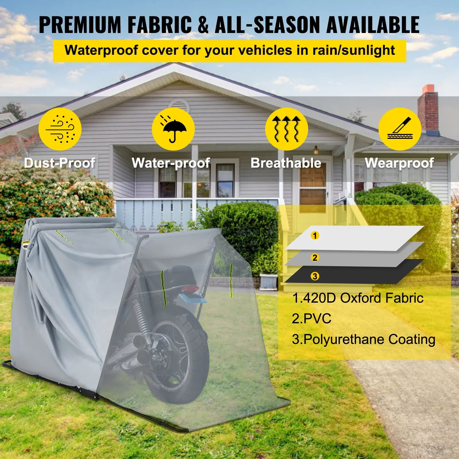 🎁Year-end sale😍Motorcycle Shelter Waterproof Motorcycle Cover Heavy Duty Motorcycle Garage💥