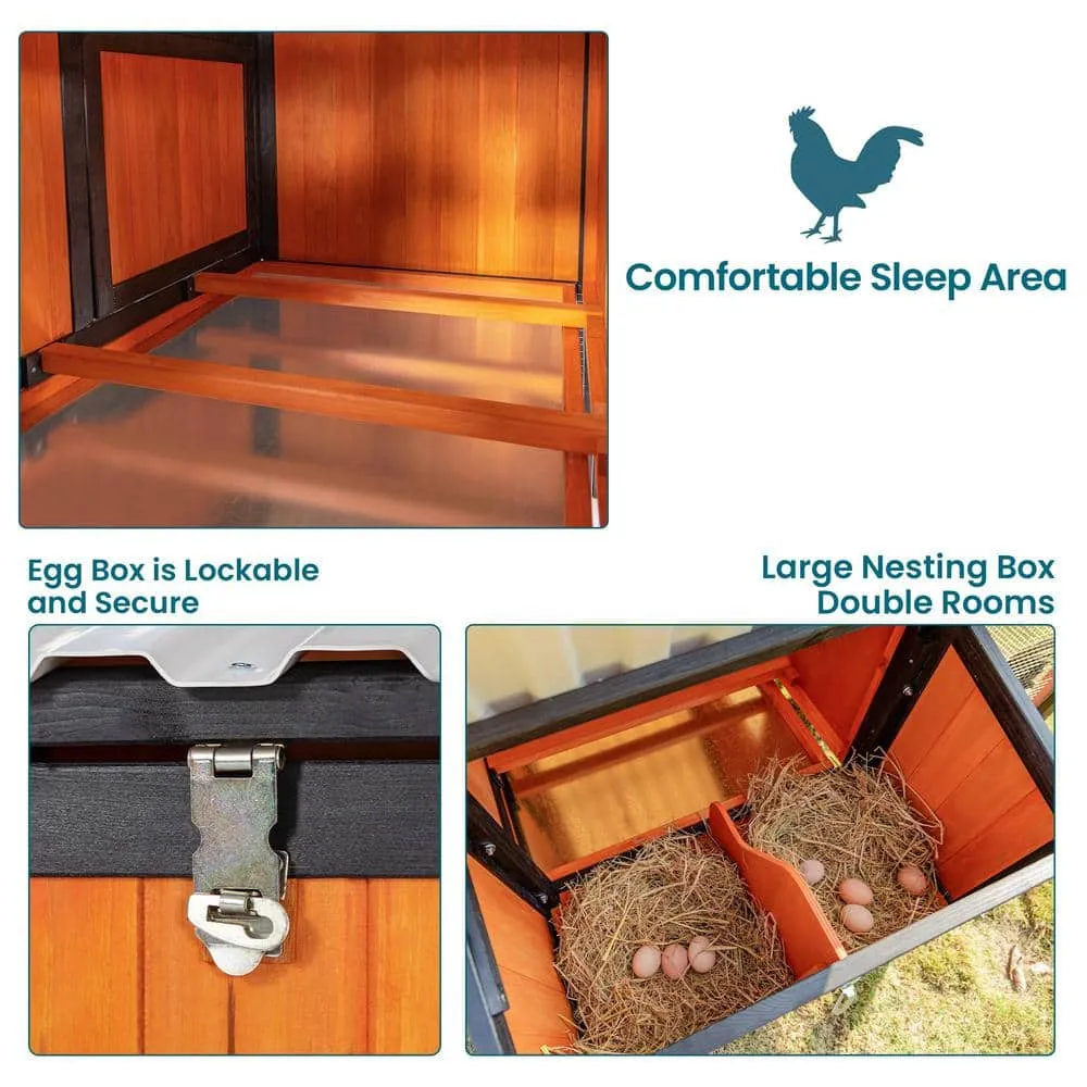 🛎️CLEARANCE!!!🔥48.6 in-Wooden Chicken Coop with Waterproof PVC Roof(For 6~8Chickens)🐔