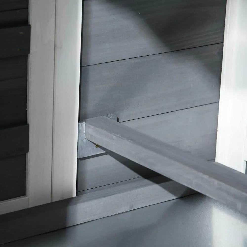 Wooden Chicken Coop with Run for 4 - 6 Chickens 68 in. x 59 in. x 42 in. Gray D51-348V00CG