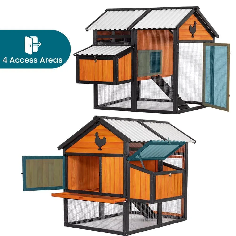 🛎️CLEARANCE!!!🔥48.6 in-Wooden Chicken Coop with Waterproof PVC Roof(For 6~8Chickens)🐔