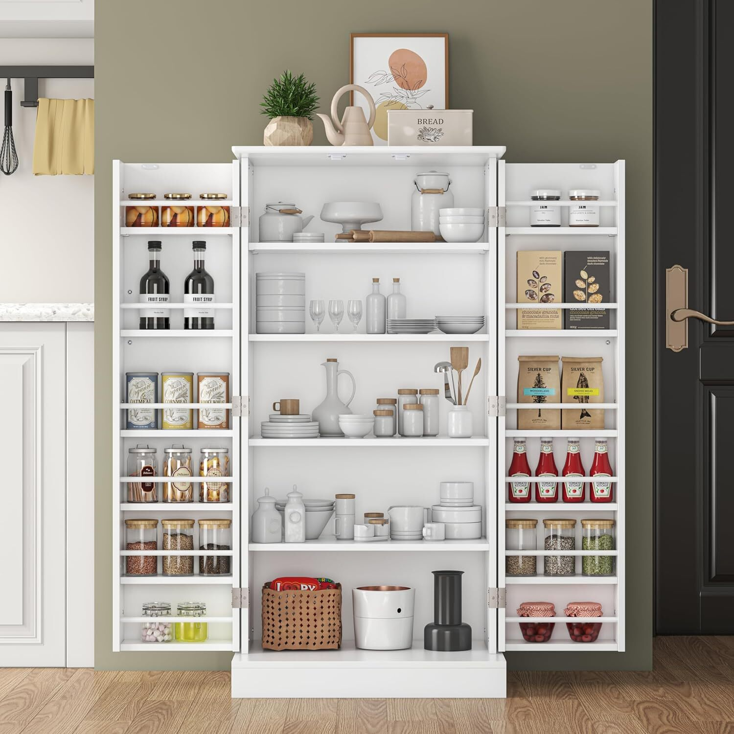 🔥HOT SALE🔥 47” Kitchen Pantry Cabinet with LED