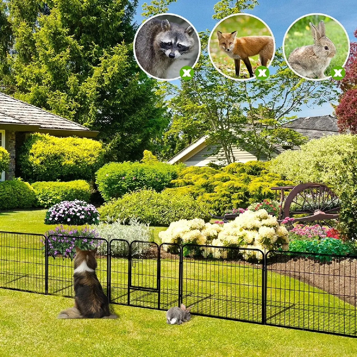💝QVC- Last Day For Clearance.56 PANELS Decorative Garden Fence LARGE BARRIER METAL ANIMAL FENCE.Pet garden.（Limit one set per person）