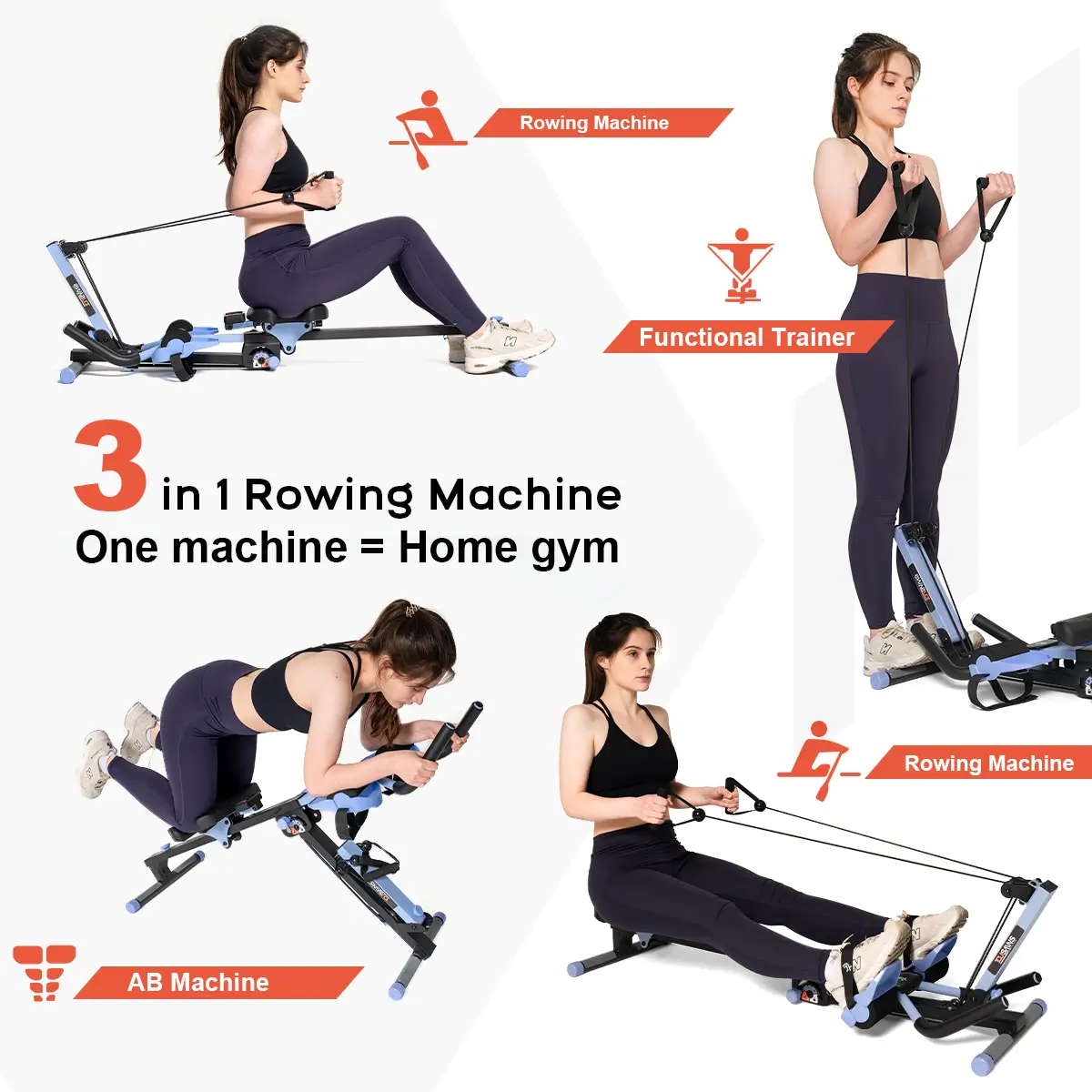 Tousains 3 in 1 Rowing Machine