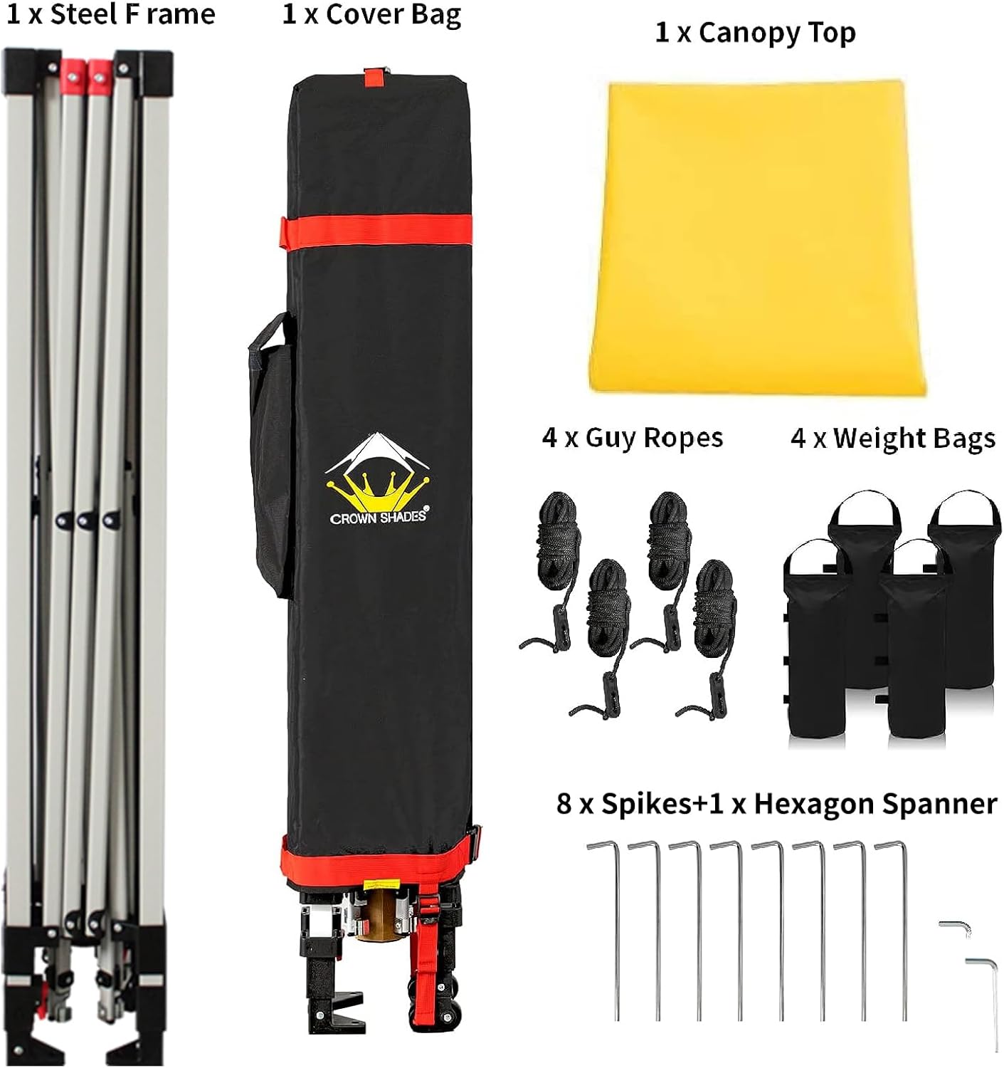 CROWN SHADES 10x10 Pop Up Canopy - Beach Tent with One Push Setup - Easy Outdoor Sun Shade for Events, Parties, Camping - Gazebo with STO-N-Go Cover Bag, Silver Coated Top, Black