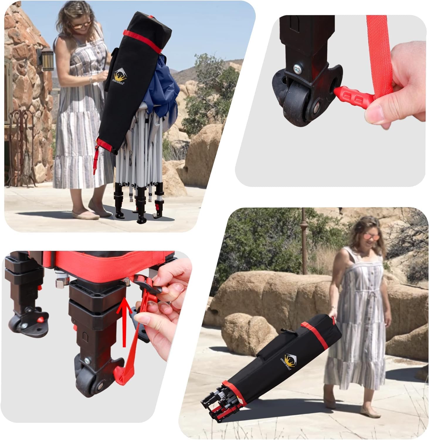 CROWN SHADES 10x10 Pop Up Canopy - Beach Tent with One Push Setup - Easy Outdoor Sun Shade for Events, Parties, Camping - Gazebo with STO-N-Go Cover Bag, Silver Coated Top, Black