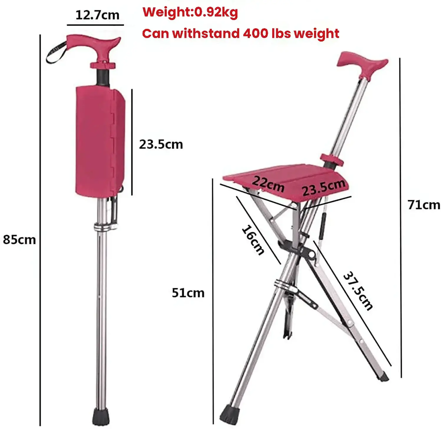🎁💋Buy two free shipping 😍Multifunction Telescopic Folding Walking Aid Cane Chair