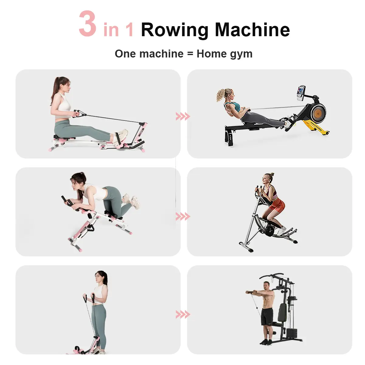 Tousains 3 in 1 Rowing Machine
