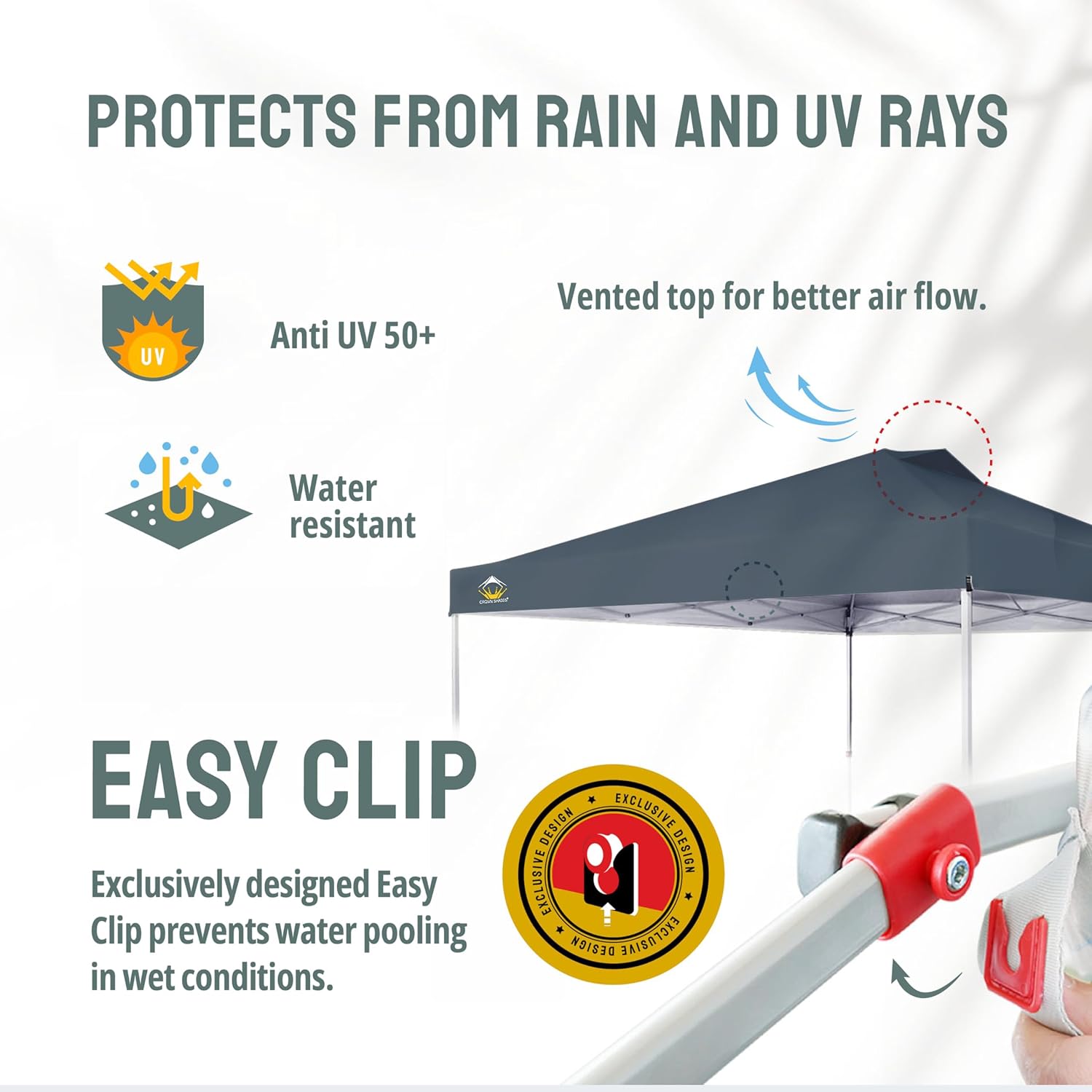 CROWN SHADES 10x10 Pop Up Canopy - Beach Tent with One Push Setup - Easy Outdoor Sun Shade for Events, Parties, Camping - Gazebo with STO-N-Go Cover Bag, Silver Coated Top, Black