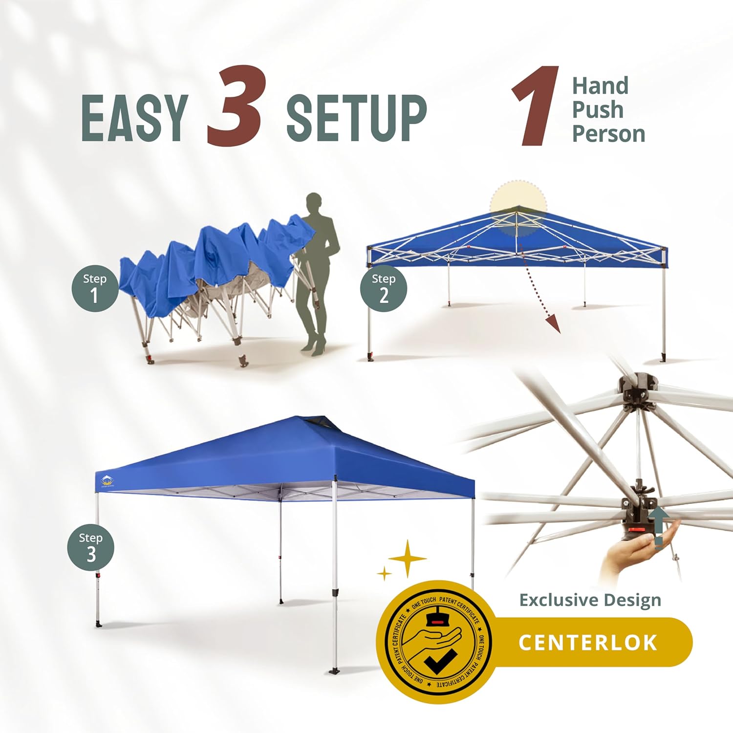 CROWN SHADES 10x10 Pop Up Canopy - Beach Tent with One Push Setup - Easy Outdoor Sun Shade for Events, Parties, Camping - Gazebo with STO-N-Go Cover Bag, Silver Coated Top, Black