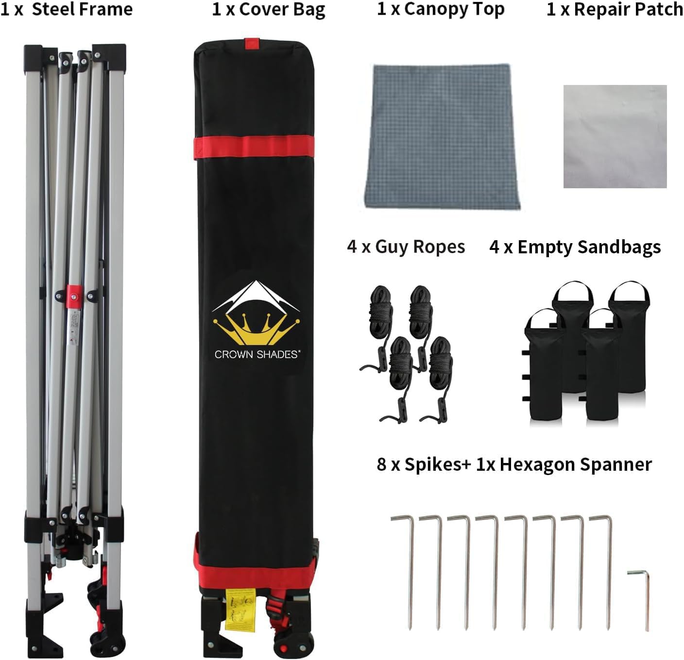 CROWN SHADES 10x10 Pop Up Canopy - Beach Tent with One Push Setup - Easy Outdoor Sun Shade for Events, Parties, Camping - Gazebo with STO-N-Go Cover Bag, Silver Coated Top, Black