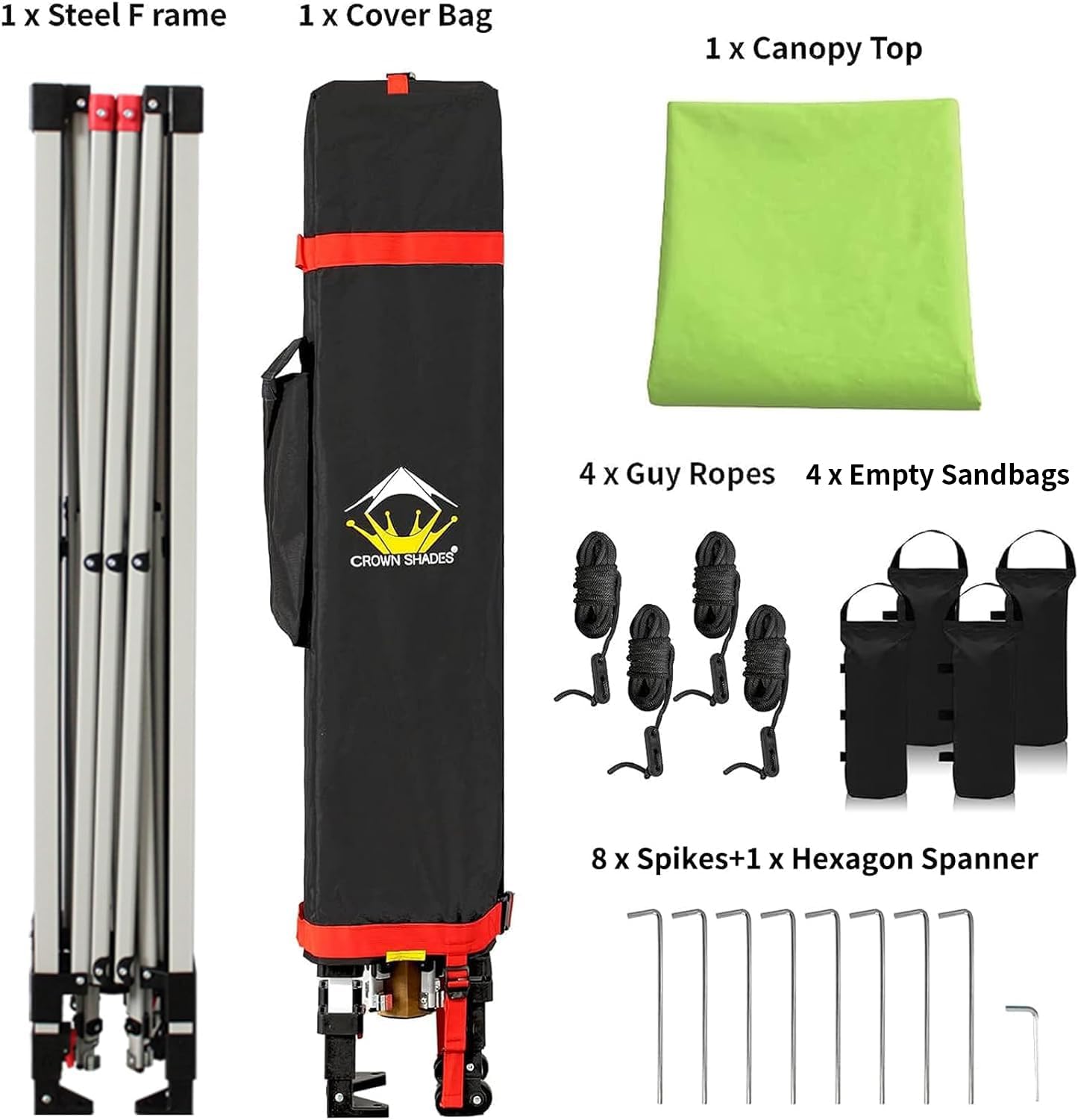 CROWN SHADES 10x10 Pop Up Canopy - Beach Tent with One Push Setup - Easy Outdoor Sun Shade for Events, Parties, Camping - Gazebo with STO-N-Go Cover Bag, Silver Coated Top, Black