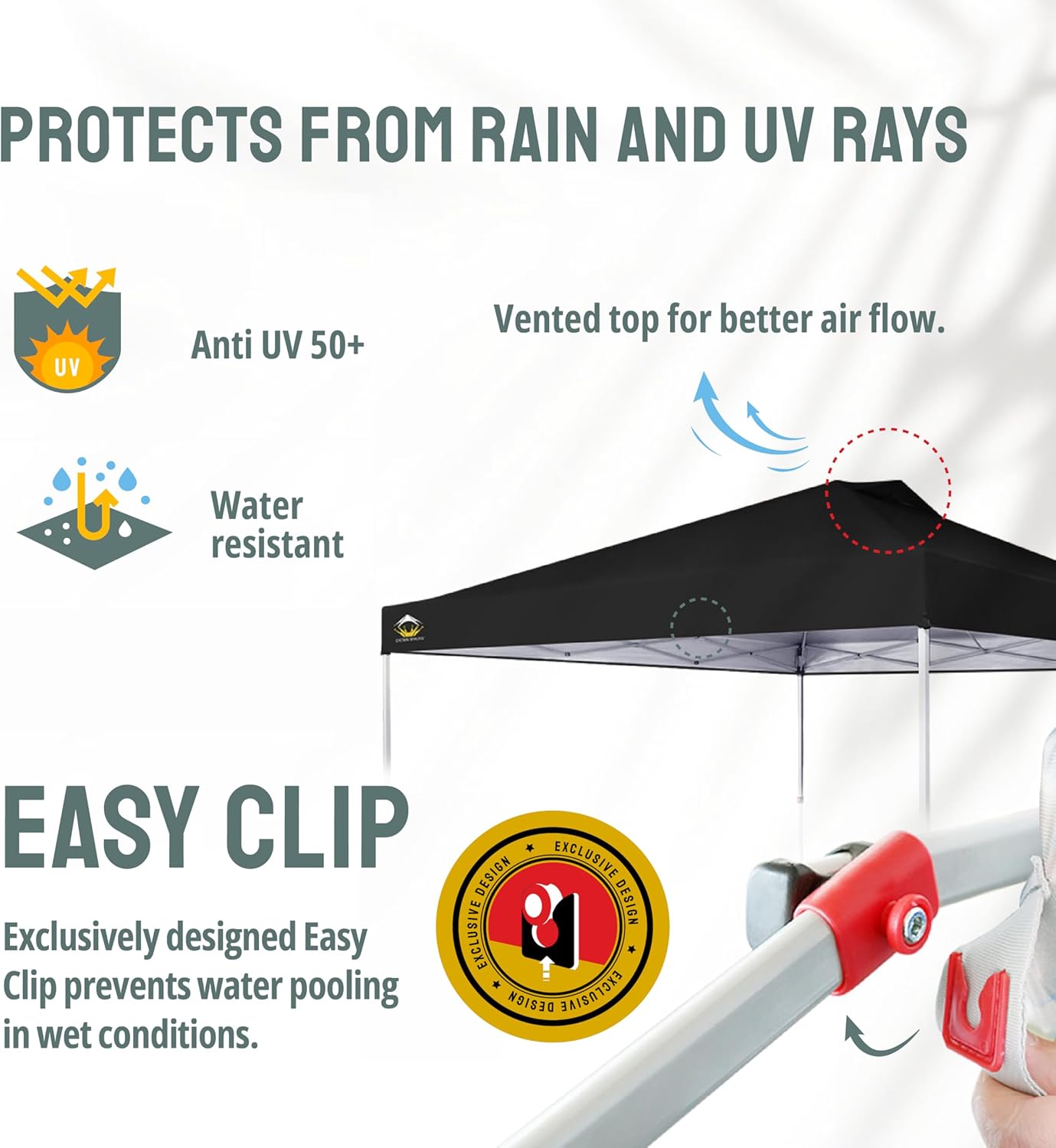 CROWN SHADES 10x10 Pop Up Canopy - Beach Tent with One Push Setup - Easy Outdoor Sun Shade for Events, Parties, Camping - Gazebo with STO-N-Go Cover Bag, Silver Coated Top, Black