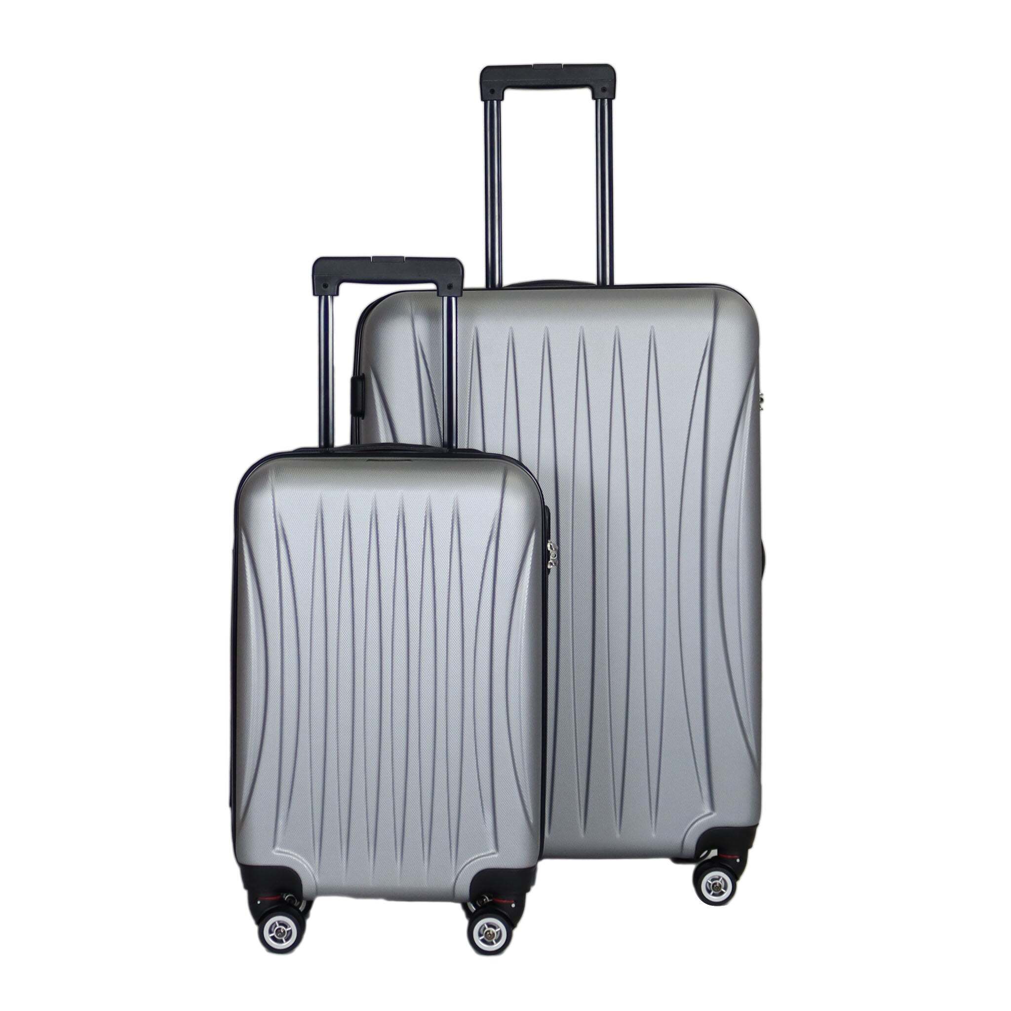 PRINCESS TRAVELLER LAS VEGAS HARD ABS SHARK SKIN SUITCASES SET 3 PIECES SILVER/BLACK