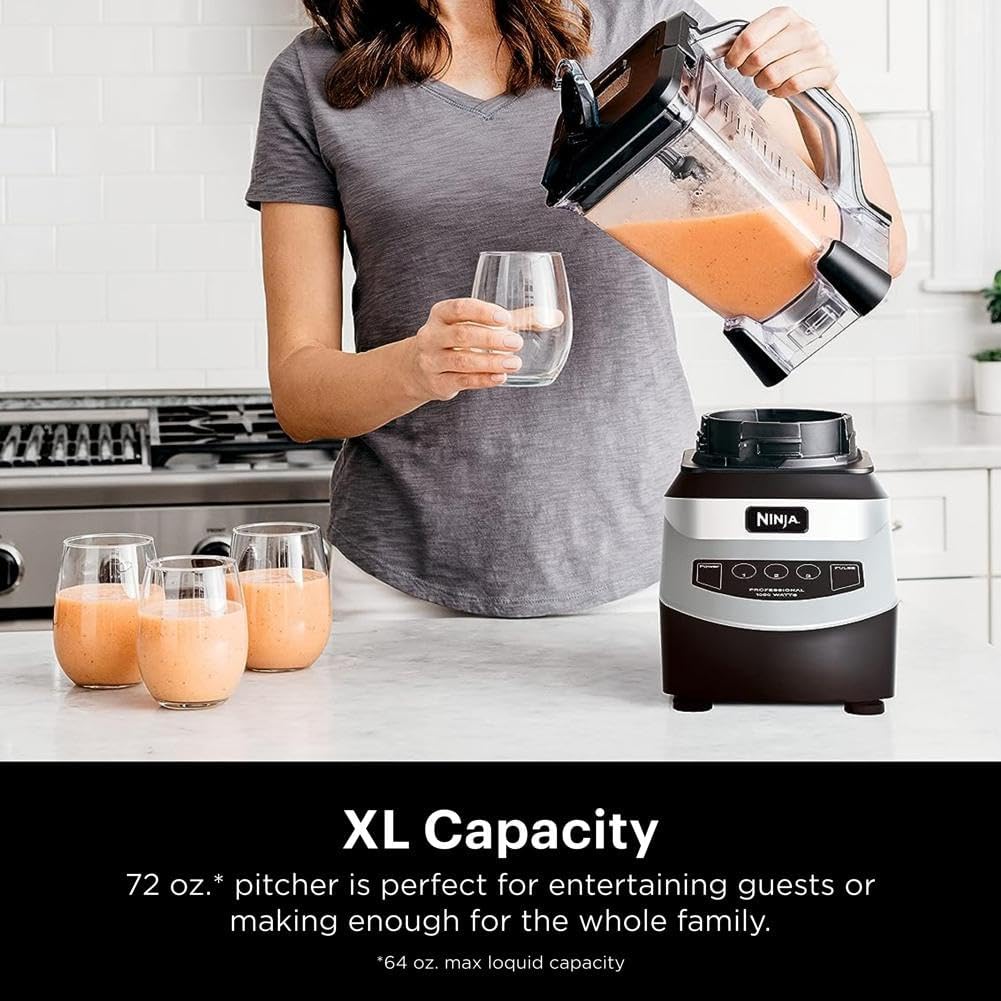 Ninja BL610 Professional 72 Oz Countertop Blender with 1000-Watt Base and Total Crushing Technology for-Smoothies, Ice and Frozen Fruit, Black