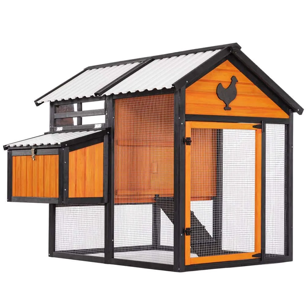 🛎️CLEARANCE!!!🔥48.6 in-Wooden Chicken Coop with Waterproof PVC Roof(For 6~8Chickens)🐔