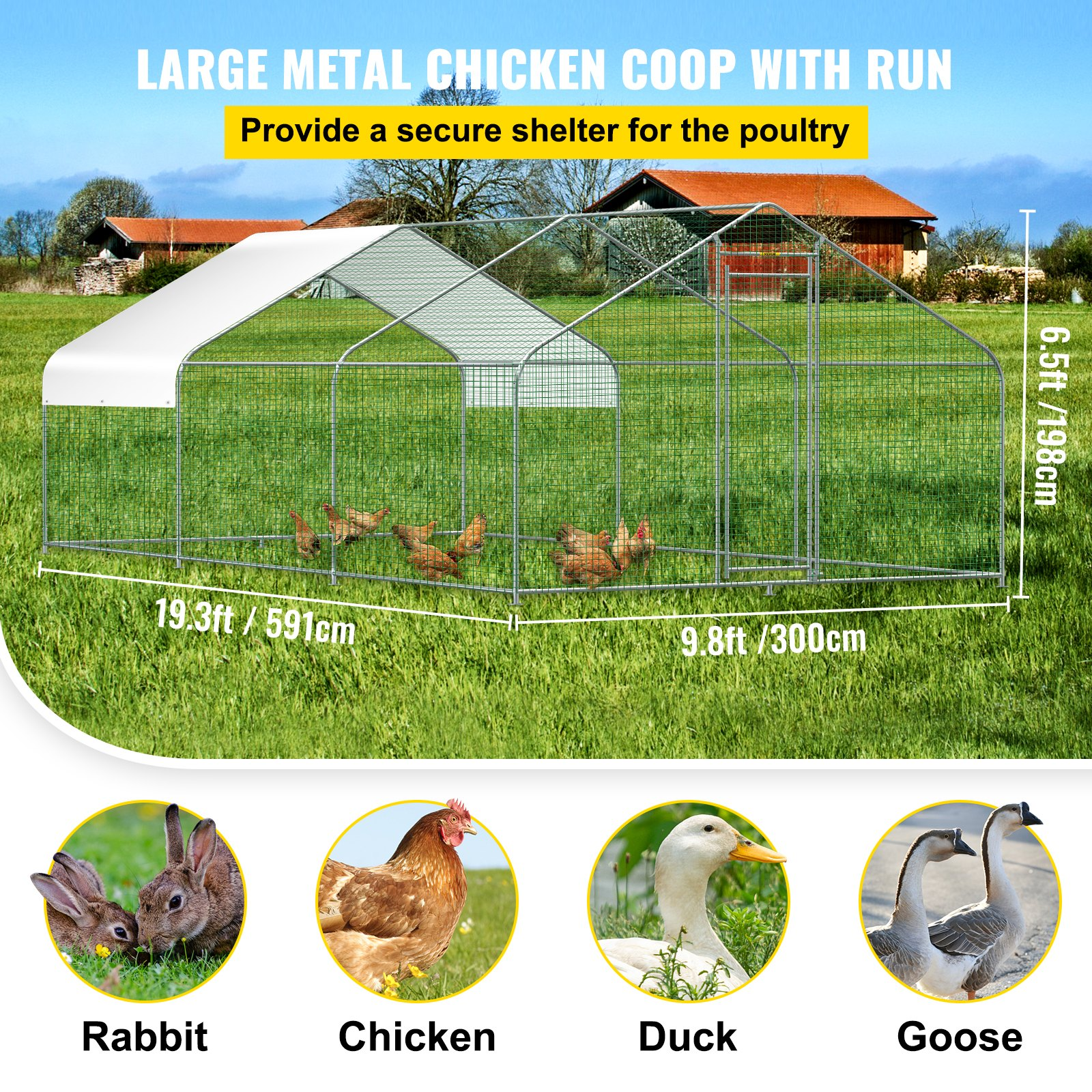 ⏰ Clearance Sale Today🔥Large Metal Chicken Coop