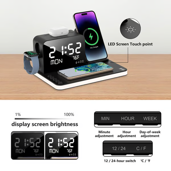 🔥Today's Specials🎉Wireless charger with clock and night light function (fast charging)⚡