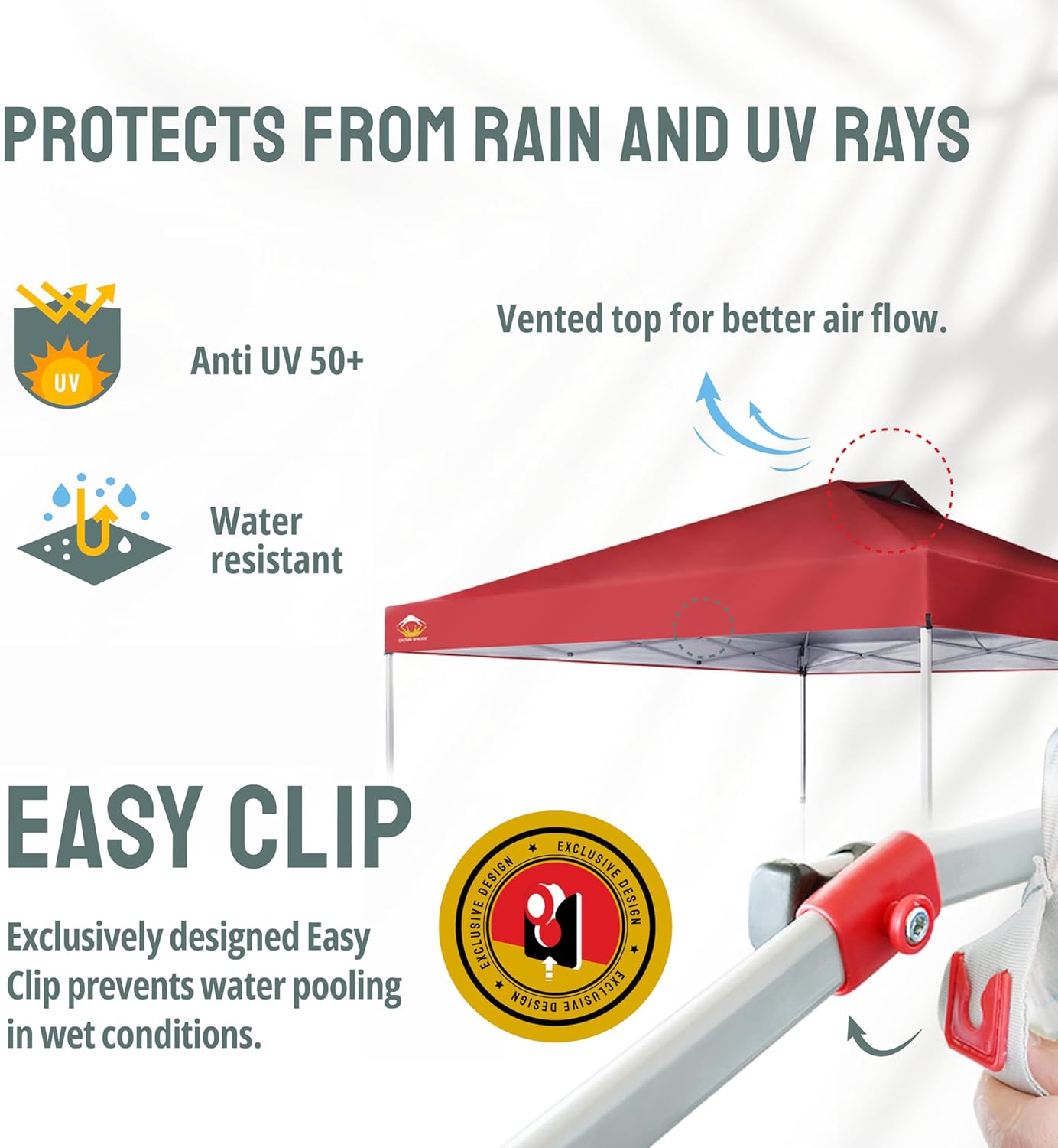 CROWN SHADES 10x10 Pop Up Canopy - Beach Tent with One Push Setup - Easy Outdoor Sun Shade for Events, Parties, Camping - Gazebo with STO-N-Go Cover Bag, Silver Coated Top, Black