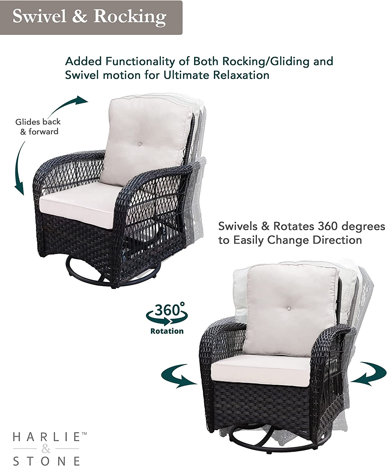360-Degree Outdoor Patio Swivel Rocker