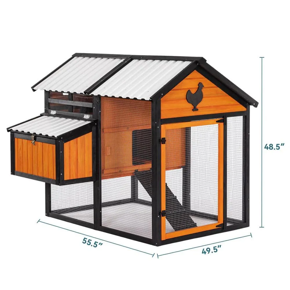 🛎️CLEARANCE!!!🔥48.6 in-Wooden Chicken Coop with Waterproof PVC Roof(For 6~8Chickens)🐔
