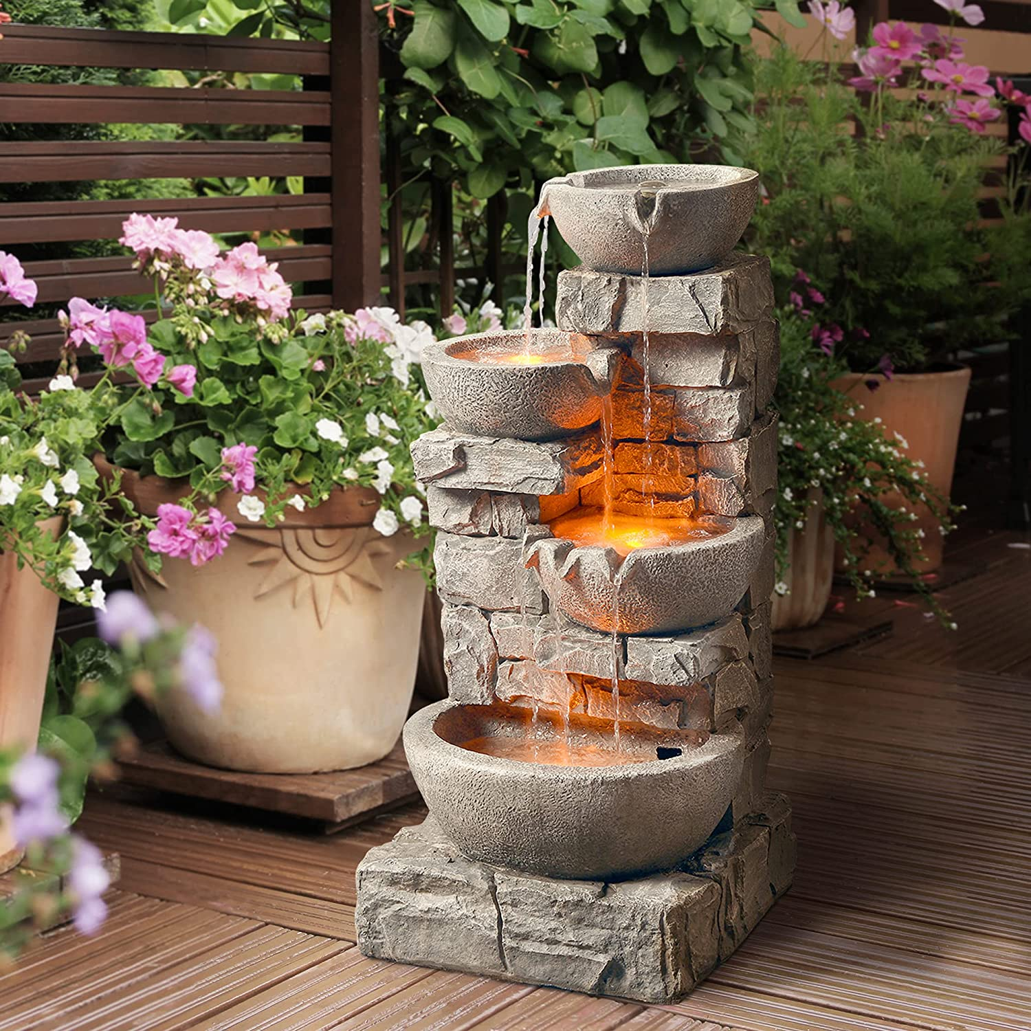 🎉Today's Specials🔥4 Tiered Stacked Stone Waterfall Fountain