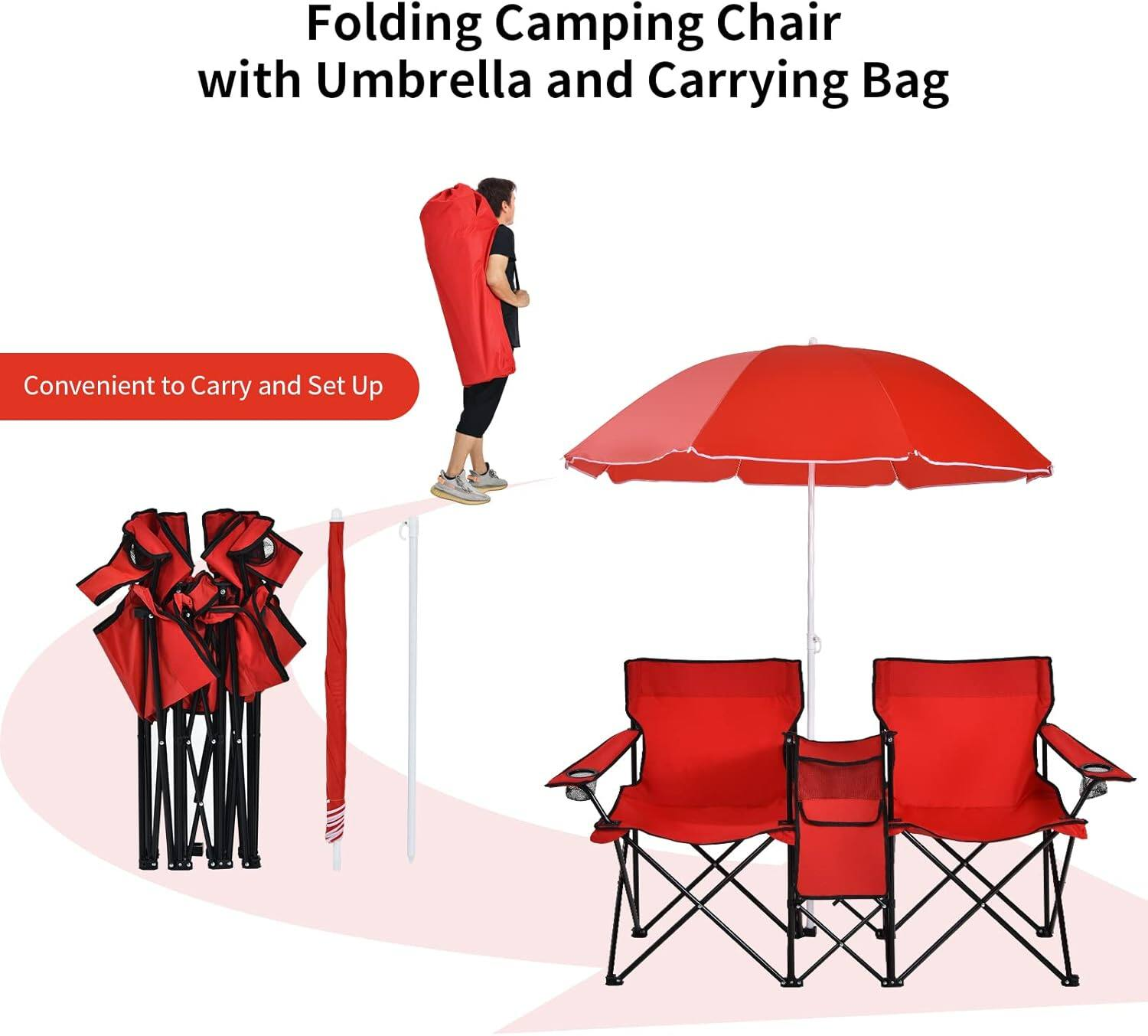 💝Last Day Sale - Folding Double Camping Chair with Mini Table🔥Buy 2 Free Shipping