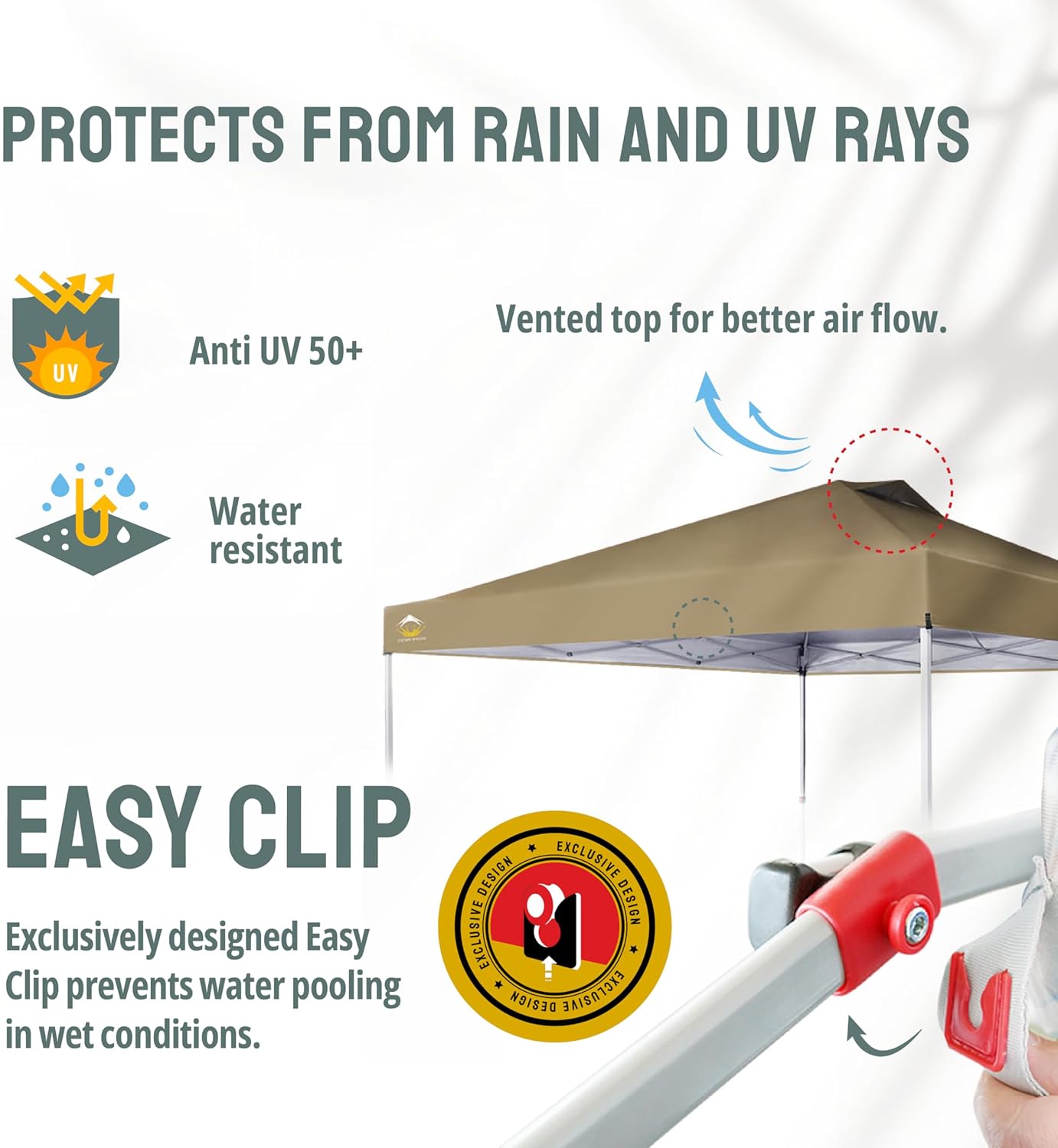 CROWN SHADES 10x10 Pop Up Canopy - Beach Tent with One Push Setup - Easy Outdoor Sun Shade for Events, Parties, Camping - Gazebo with STO-N-Go Cover Bag, Silver Coated Top, Black