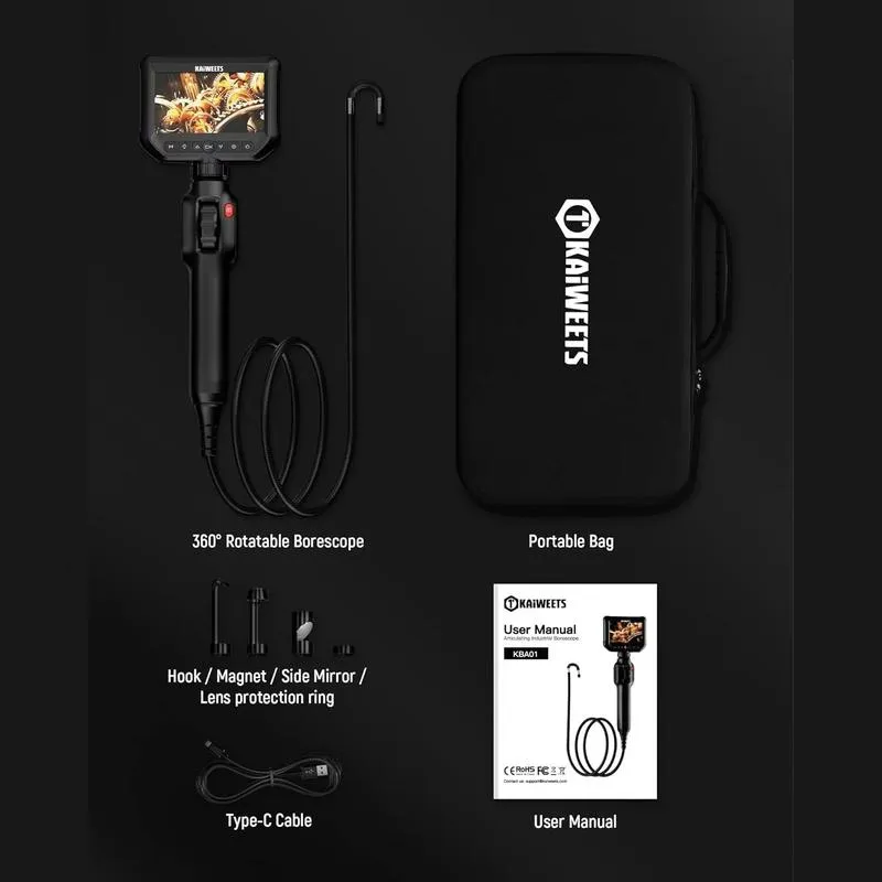 Industrial Endoscope Borescope Camera with 5FT Semi-Rigid Cable Detecting Tools (Buy 2 Freeshipping)