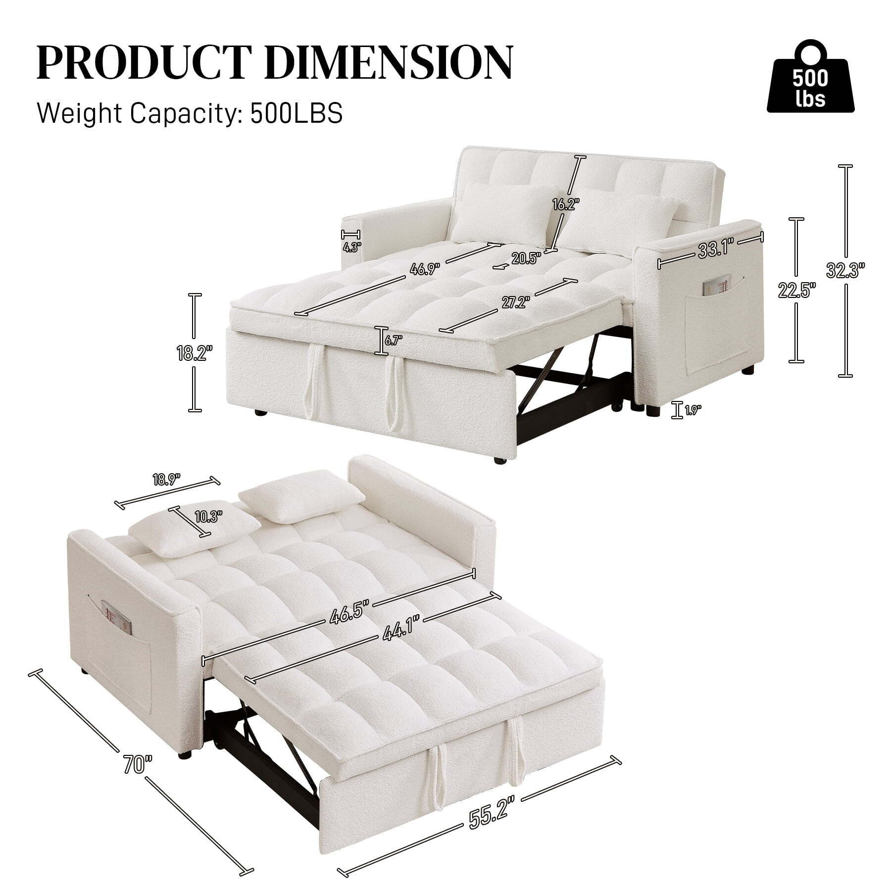 📢 New Year Sale✨Metal Twin 3 in 1 Convertible Sleeper Sofa Couch with Pullout Bed