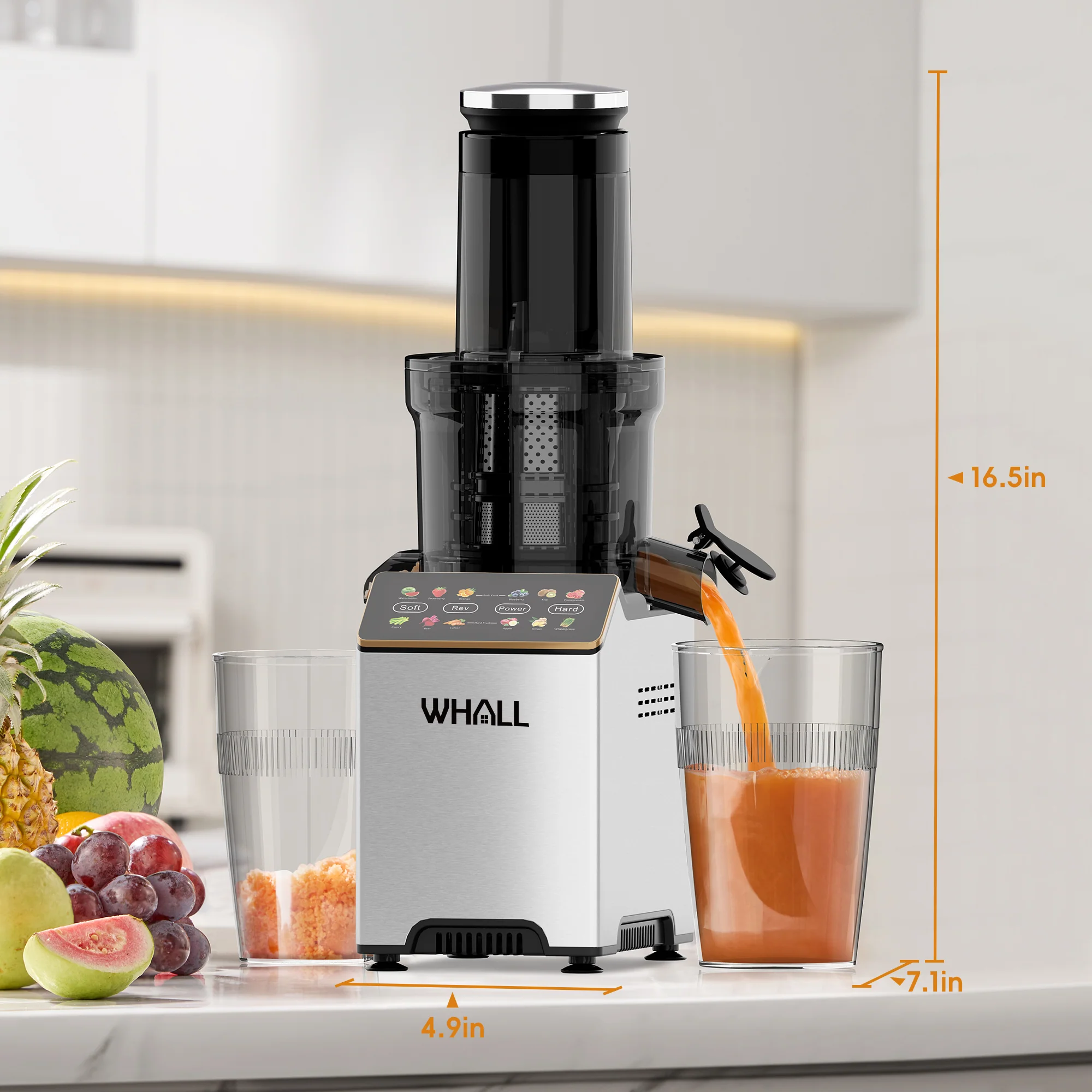 WHALL® Cold Press Juicer Machine with Touchscreen, Slow Masticating Machines with 3