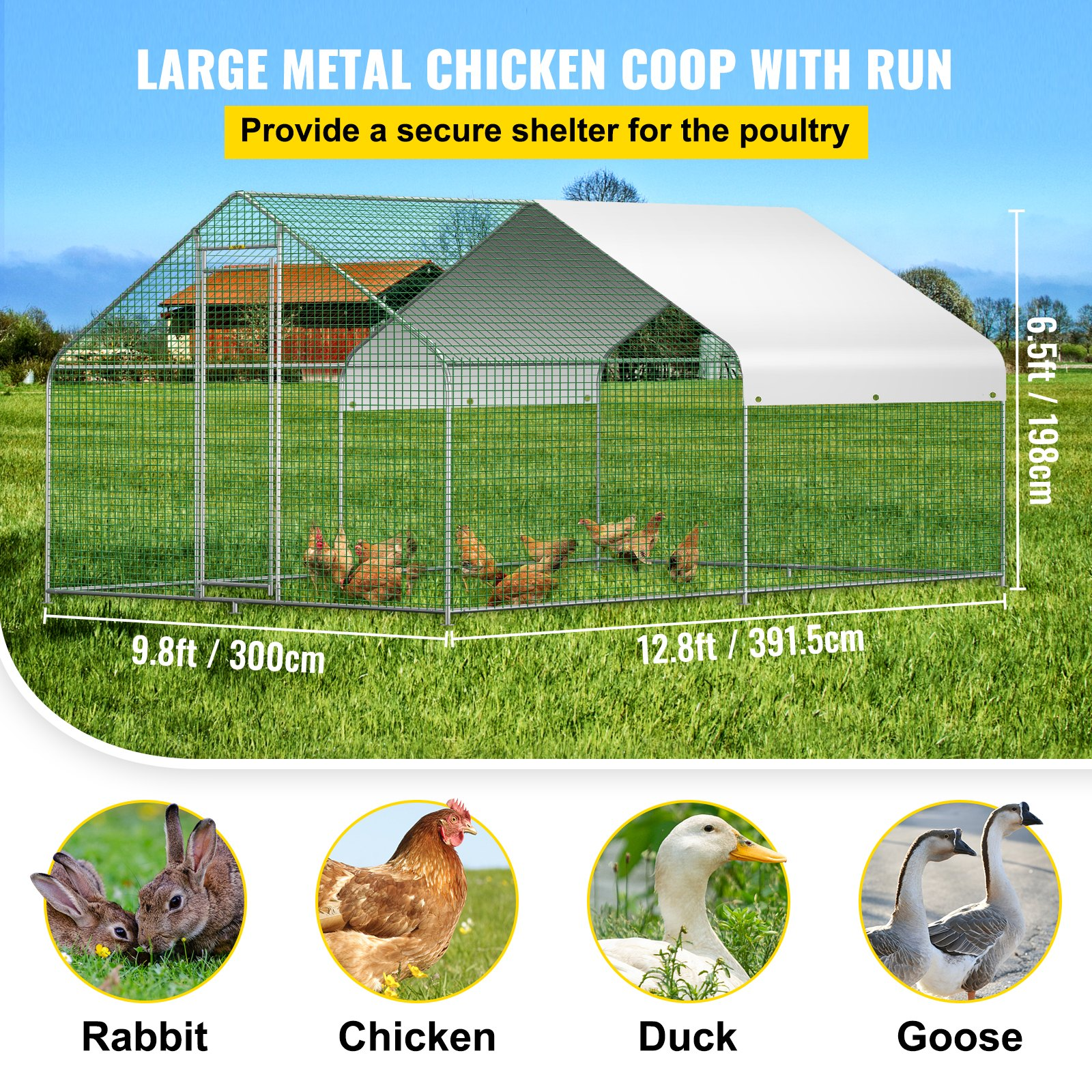 ⏰ Clearance Sale Today🔥Large Metal Chicken Coop