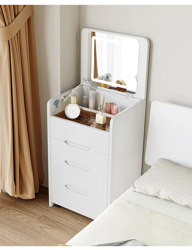 💕Bedroom solid wood simple mini dressing table flip cover bay window dressing table💞