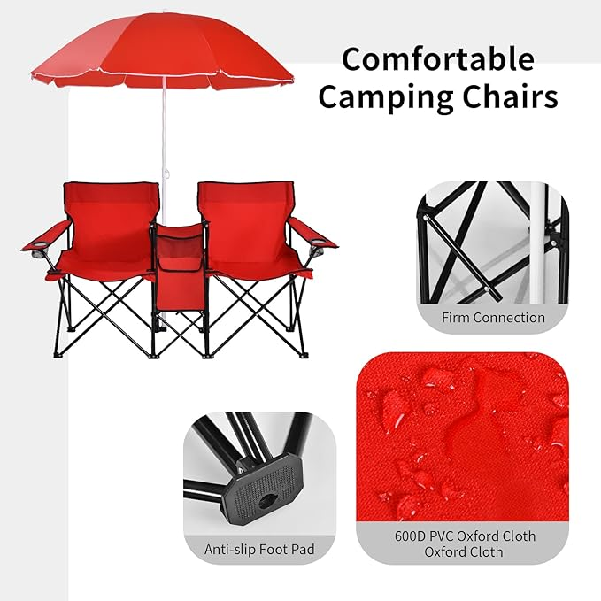 💝Last Day Sale - Folding Double Camping Chair with Mini Table🔥Buy 2 Free Shipping