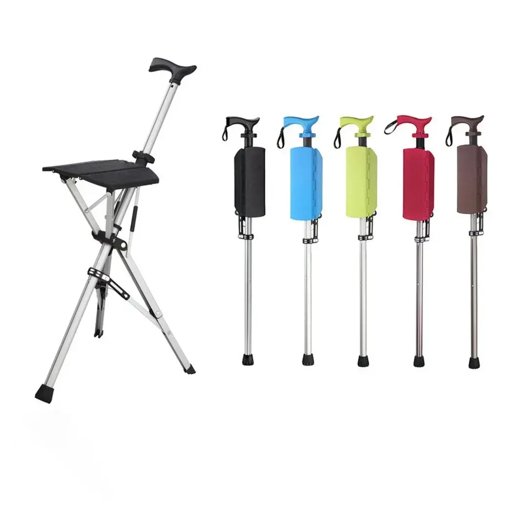 🎁💋Buy two free shipping 😍Multifunction Telescopic Folding Walking Aid Cane Chair