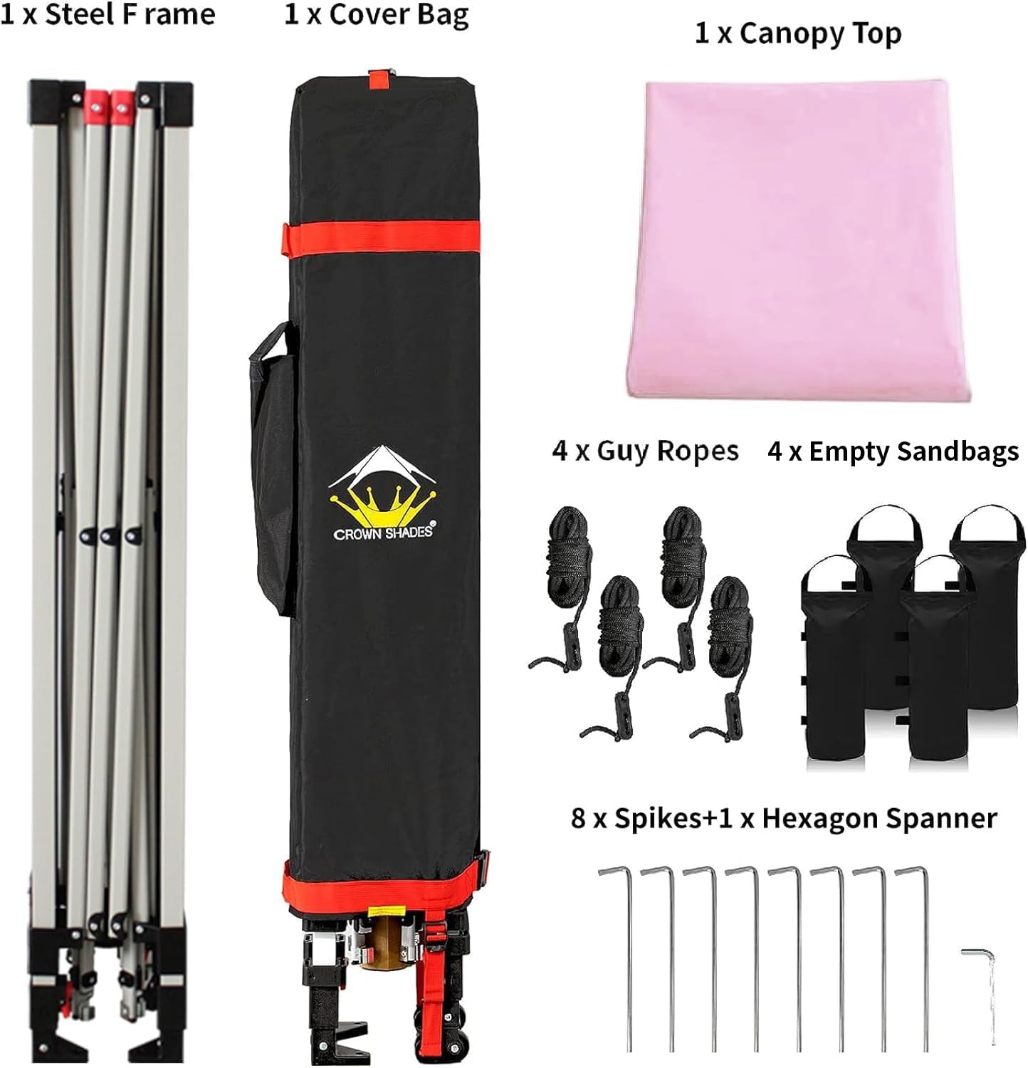 CROWN SHADES 10x10 Pop Up Canopy - Beach Tent with One Push Setup - Easy Outdoor Sun Shade for Events, Parties, Camping - Gazebo with STO-N-Go Cover Bag, Silver Coated Top, Black