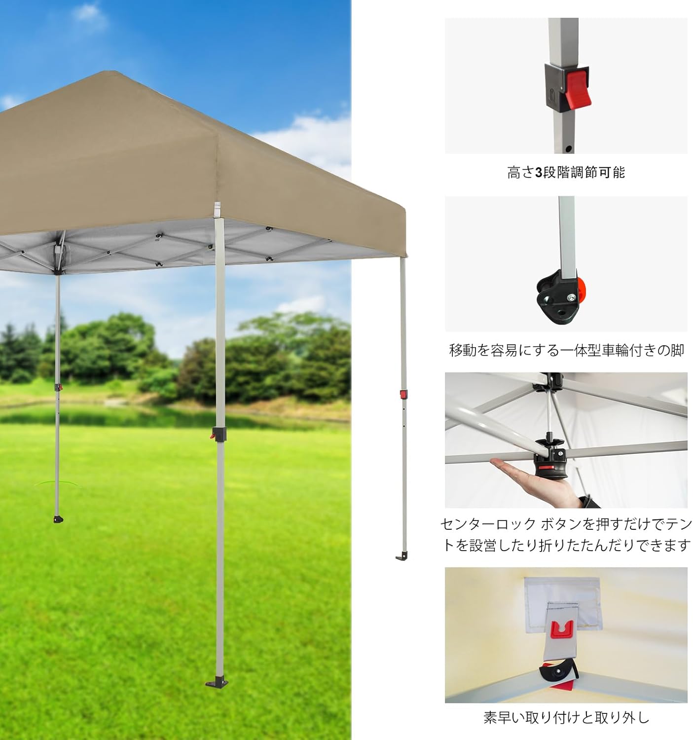 CROWN SHADES 10x10 Pop Up Canopy - Beach Tent with One Push Setup - Easy Outdoor Sun Shade for Events, Parties, Camping - Gazebo with STO-N-Go Cover Bag, Silver Coated Top, Black