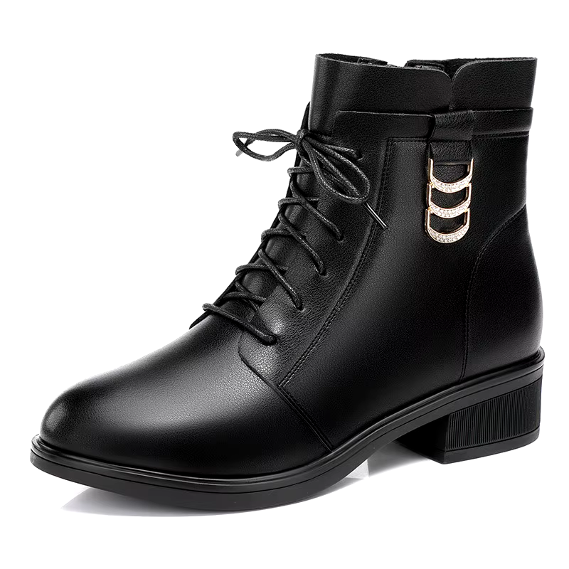 new fashion brown leather shoes 4cm long ankle boots for ladies with flat heel