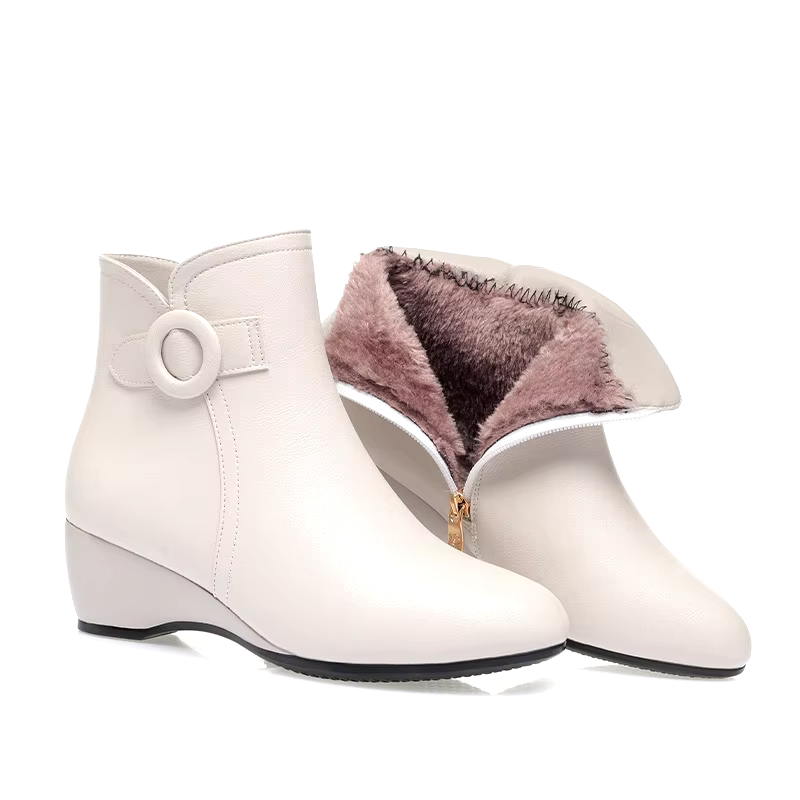 new arrival fashion black leather High-top Platform female winter ladies white leather boots for women shoes 2024