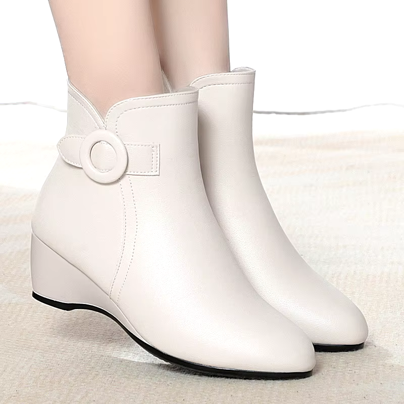 new arrival fashion black leather High-top Platform female winter ladies white leather boots for women shoes 2024