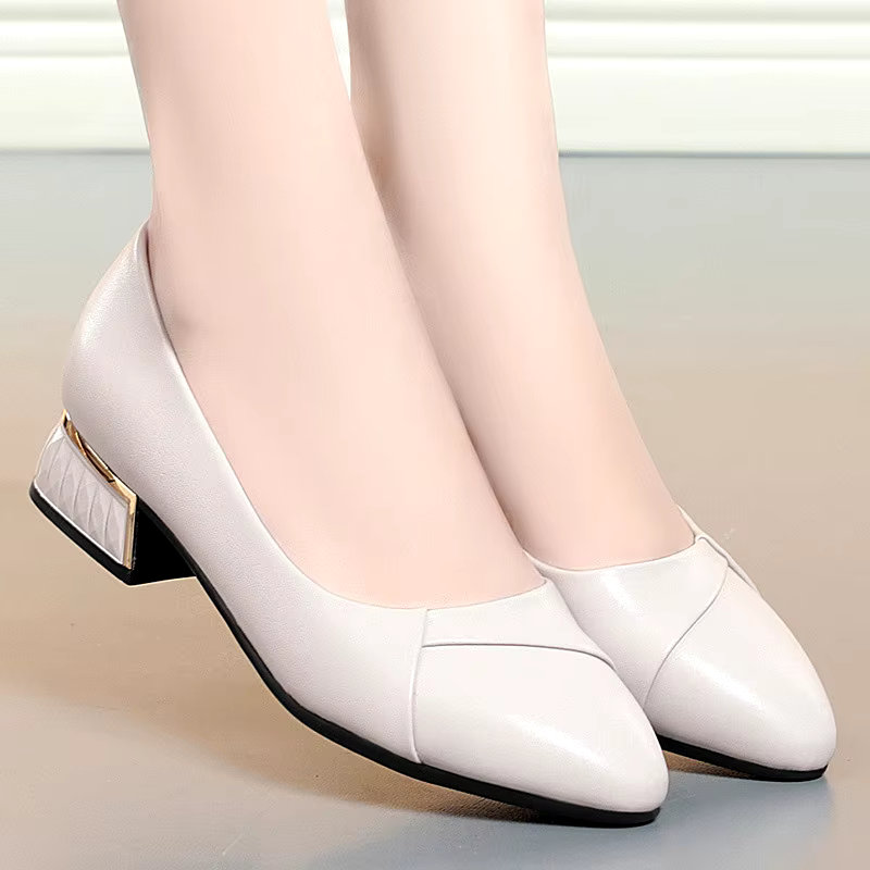 drop shipping products 2024 slip on casual leather women's black formal shoes high heels pumps